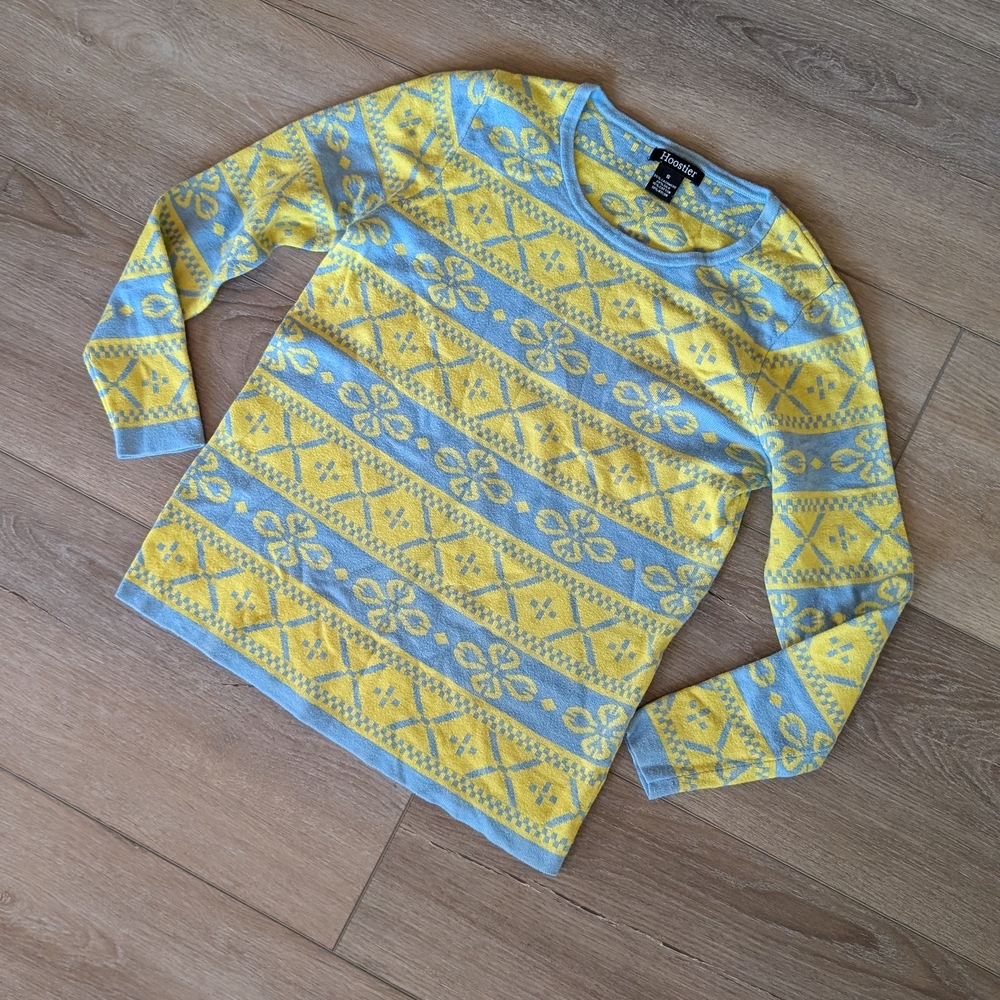 Yellow and Blue Patterned Sweater